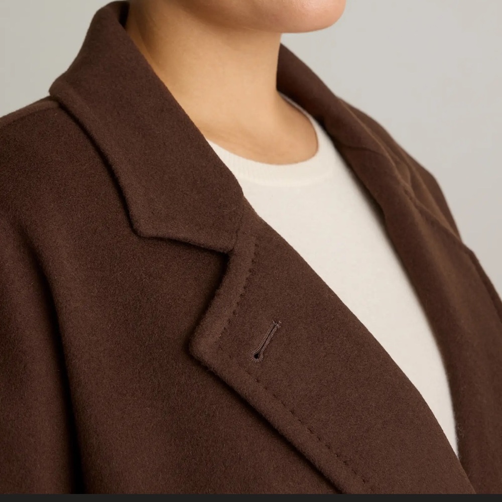 QUINCE Italian Wool Double-Breasted Slouch Coat Size M Dark Chocolate. - Picture 5 of 12